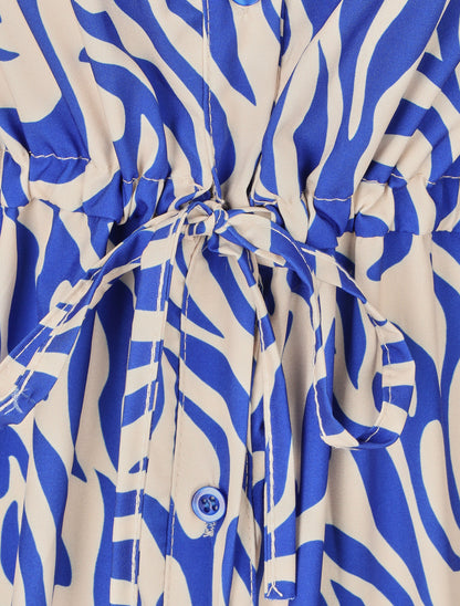 Robe chemise à imprimé abstrait - Bleu roi - 3