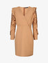 Robe unie à manches longues volantées en dentelle - Camel - 1