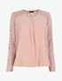 Top droit à manches en dentelle - Rose - 1
