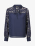 Blouse à manches longues ajourées en dentelle - Marine - 5
