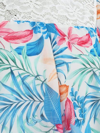 Blouse en voile imprimé tropical - Bleu ciel - 3