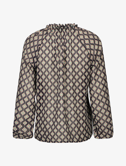 Blouse vaporeuse à imprimé rétro - Noir - 2