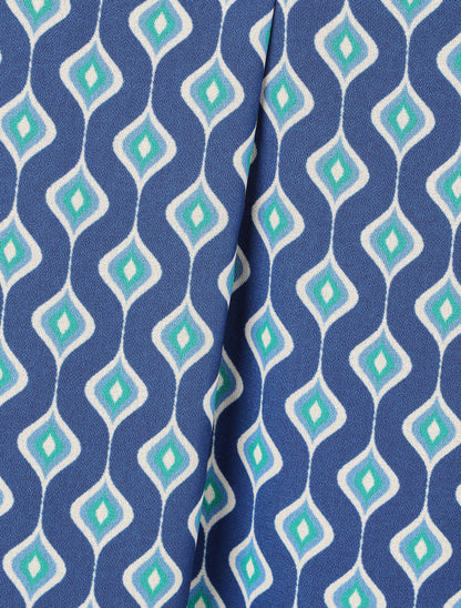 Blouse vaporeuse à imprimé rétro - Marine - 3