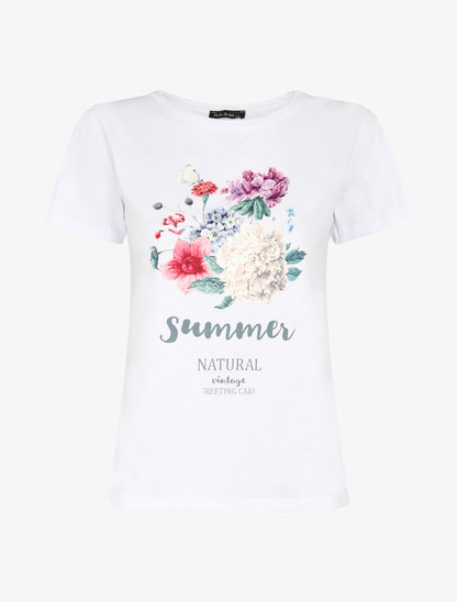 T-shirt à motif bouquet de fleurs - Blanc - 4