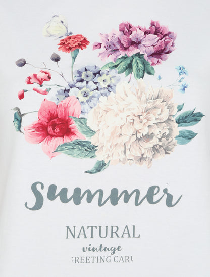 T-shirt à motif bouquet de fleurs - Blanc - 3
