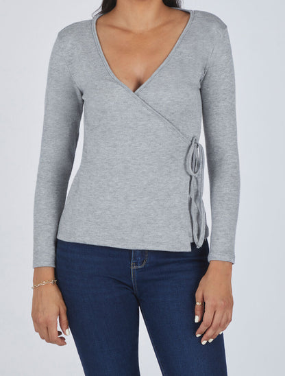 Pull cache-coeur uni - Gris - 4