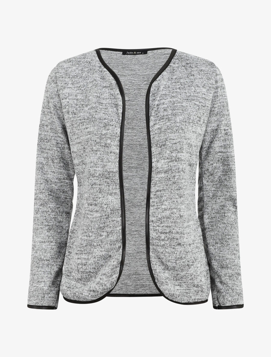 Gilet chiné à liseré texturé - Gris - 1