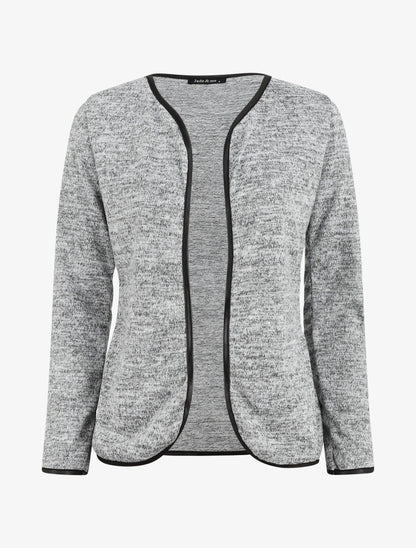 Gilet chiné à liseré texturé - Gris - 1