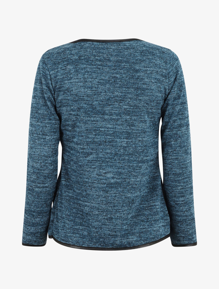 Gilet chiné à liseré texturé - Bleu canard - 2