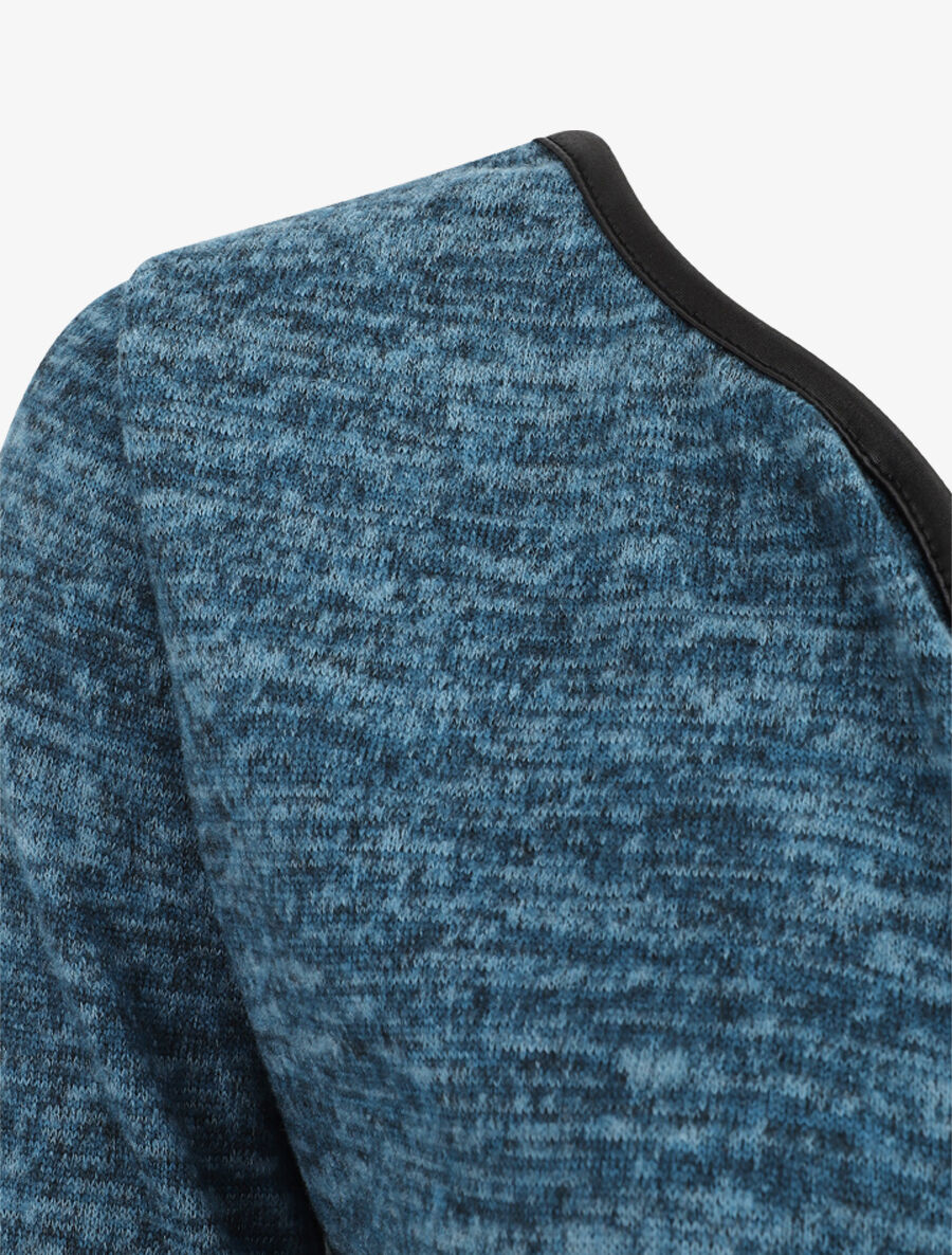 Gilet chiné à liseré texturé - Bleu canard - 3