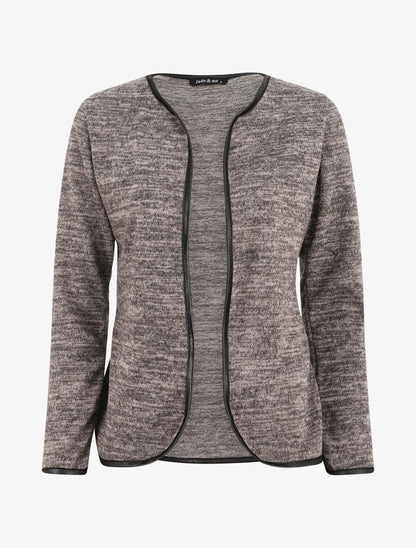 Gilet chiné à liseré texturé - Taupe - 5