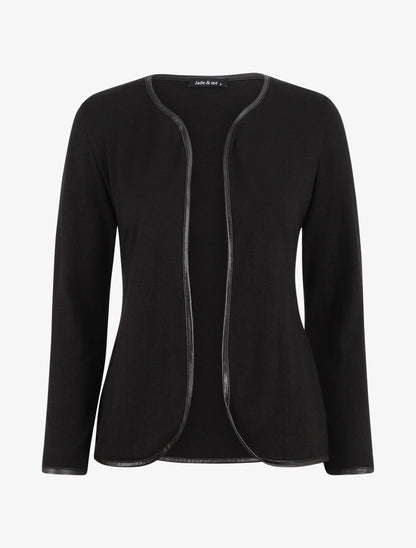 Gilet uni à liseré texturé - Noir - 4
