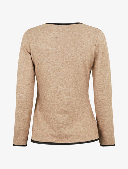 Gilet uni à liseré texturé - Beige - 2
