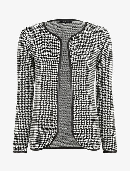 Gilet ouvert imprimé pied de poule - Blanc - 1