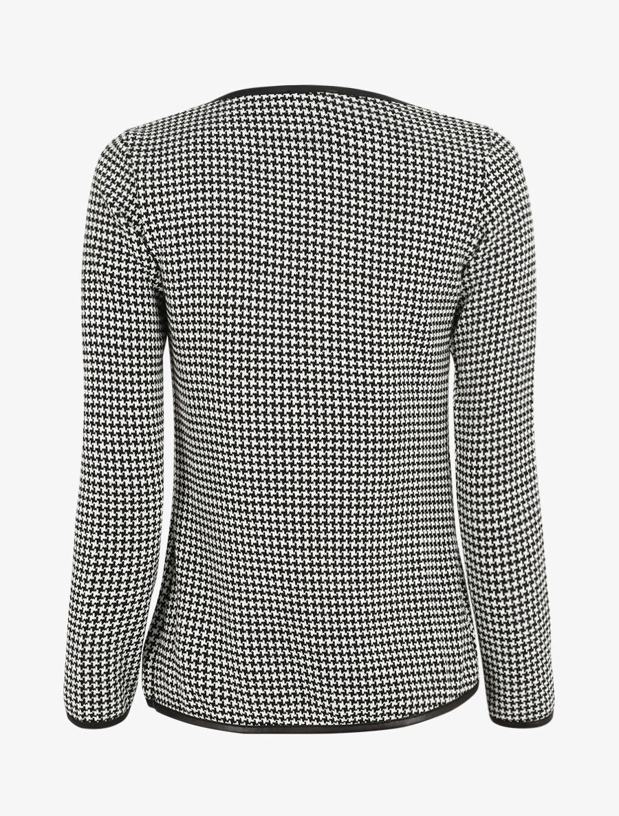 Gilet ouvert imprimé pied de poule - Blanc - 2
