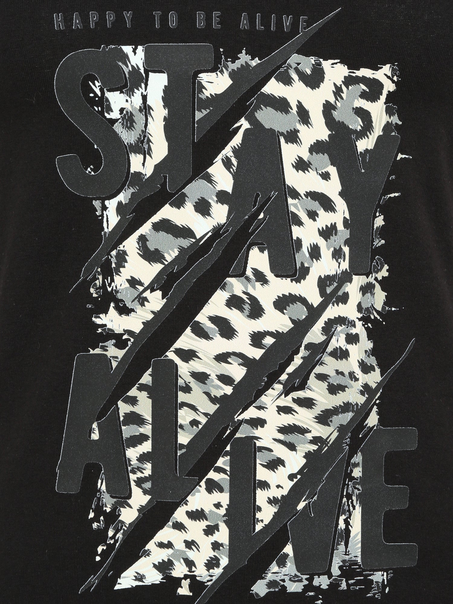 T-shirt slim à message floqué - Noir - 3