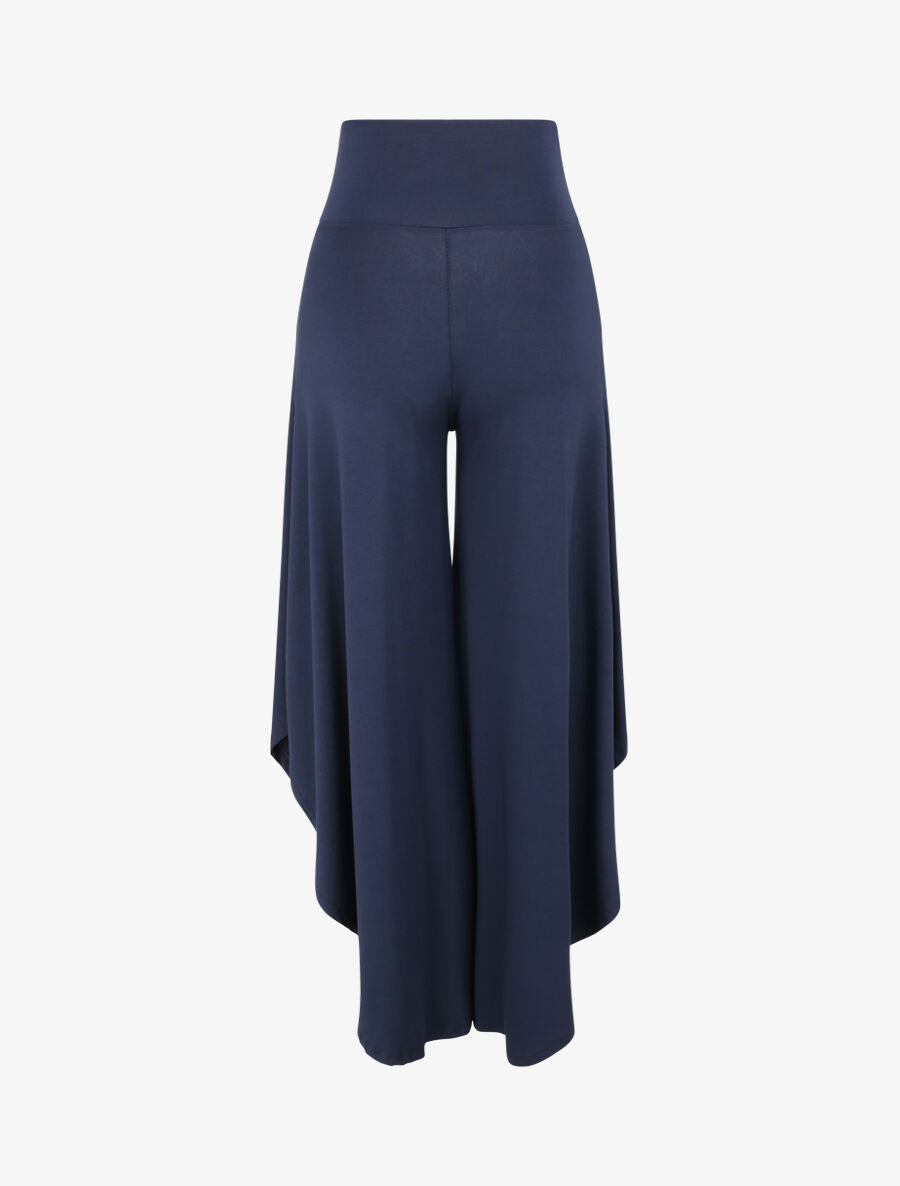 Pantalon ample à bords asymétriques - Marine - 2