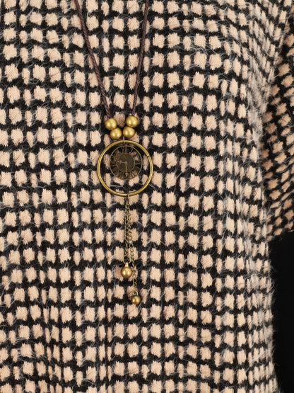 Pull ample imprimé graphique - Rose pâle - 3