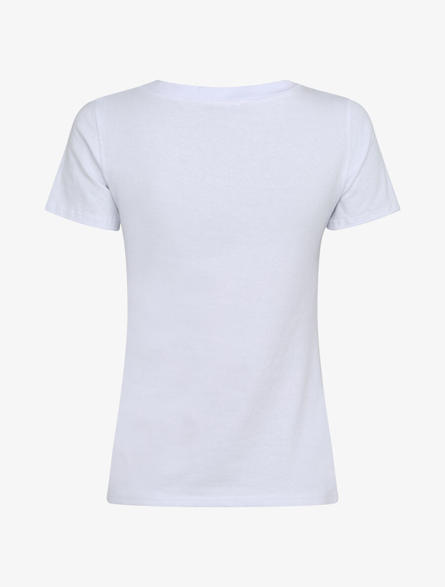 T-shirt slim à message et tournesols - Blanc - 2