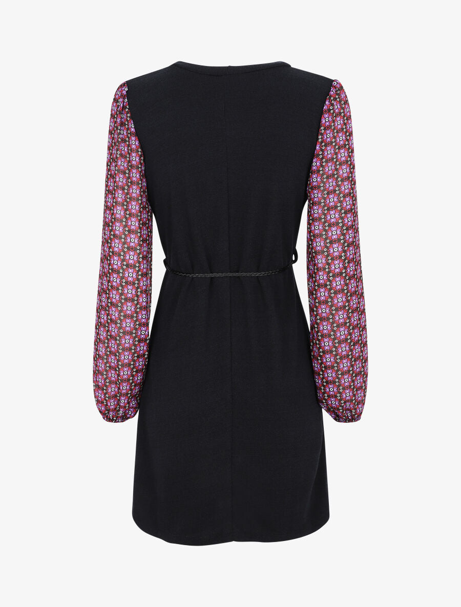 Robe coupe droite à manches imprimé fleuri - Violet - 2