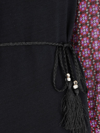 Robe coupe droite à manches imprimé fleuri - Violet - 3