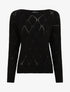 Pull uni en maille ajourée - Noir - 1