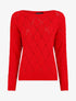 Pull uni en maille ajourée - Rouge - 4