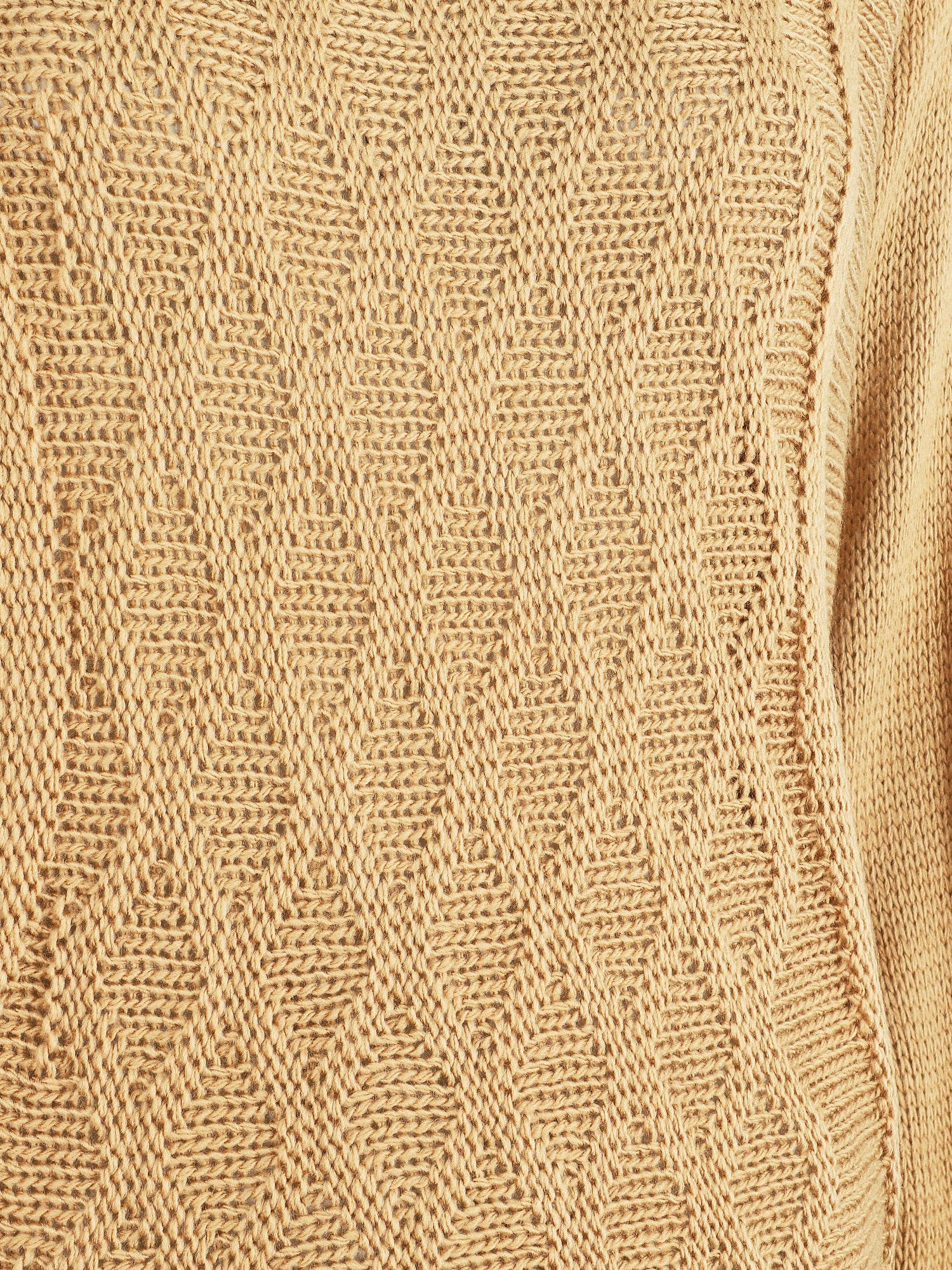 Pull uni en maille motif losange - Camel - 3
