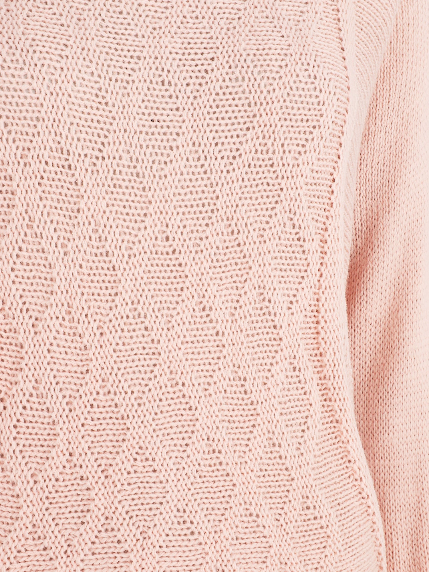 Pull uni en maille motif losange - Rose poudré - 3
