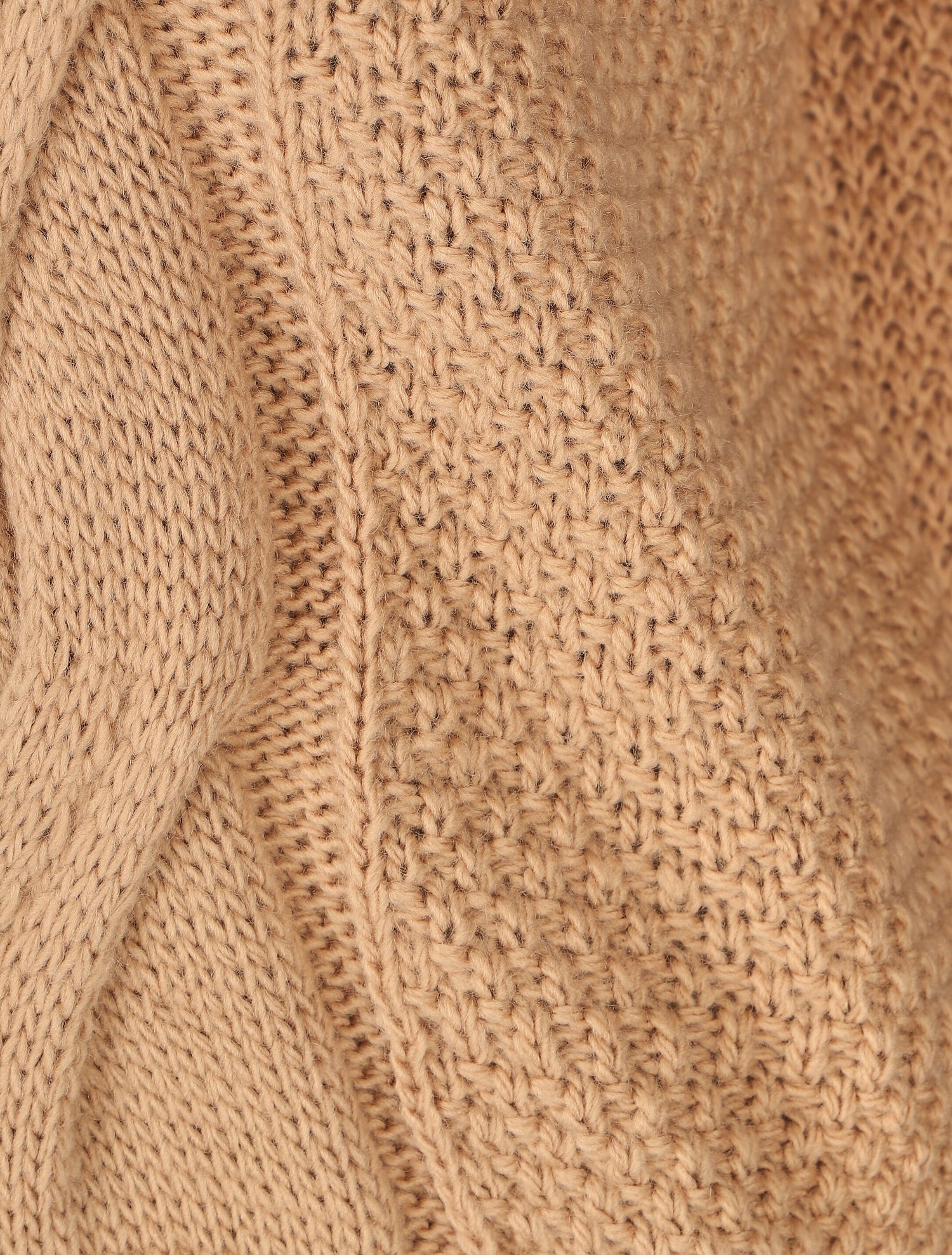 Pull torsadé et bords côtelés - Camel - 3