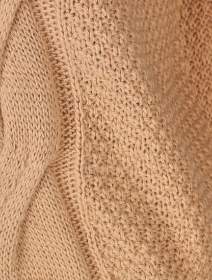 Pull torsadé et bords côtelés - Camel - 3