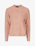 Pull torsadé et bords côtelés - Rose - 5