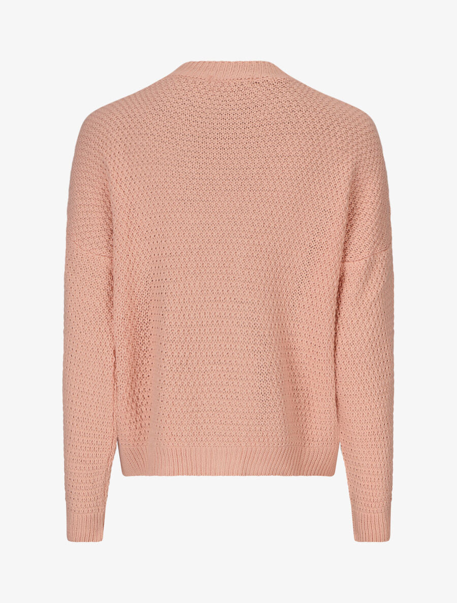 Pull torsadé et bords côtelés - Rose - 2