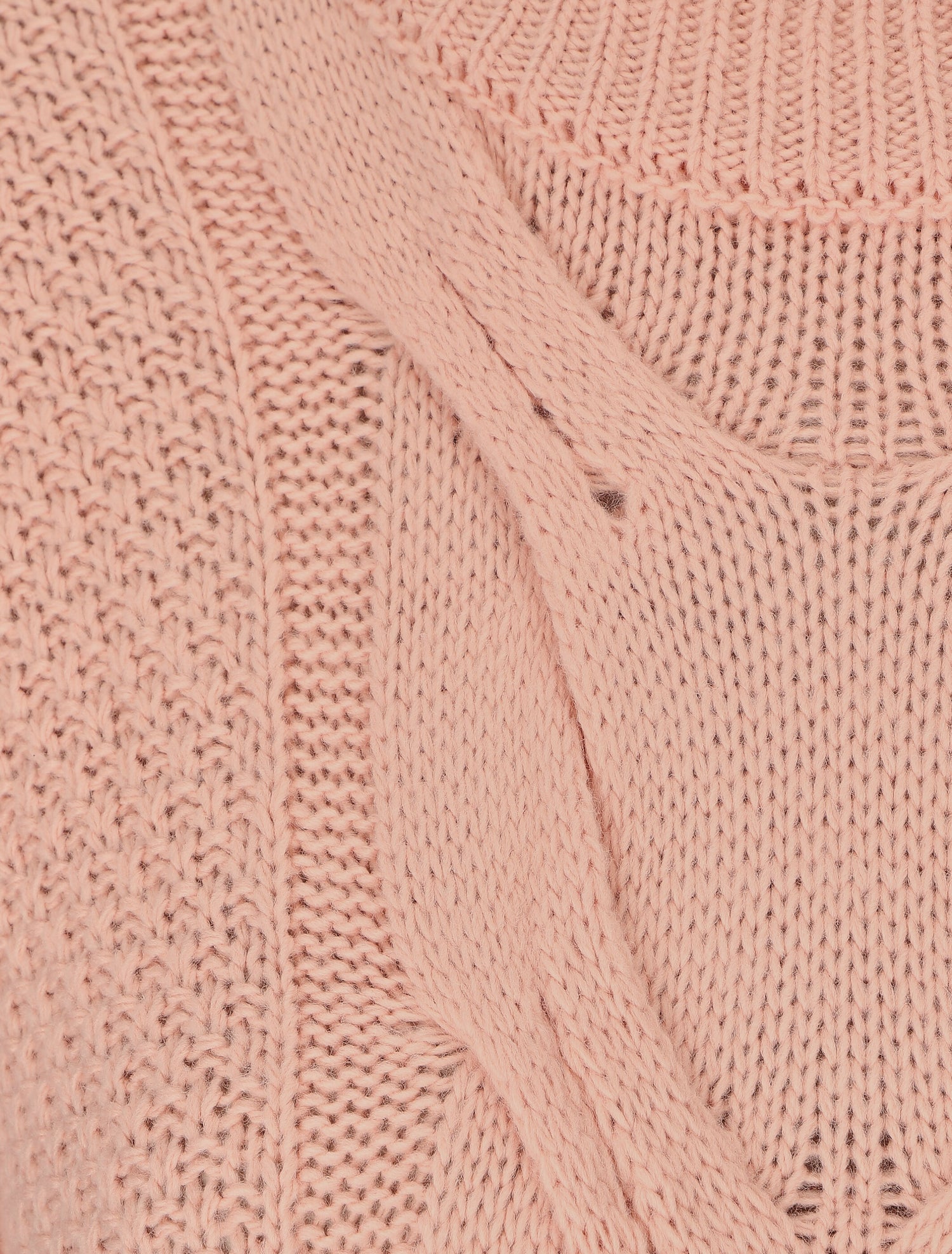 Pull torsadé et bords côtelés - Rose - 3