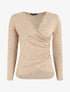 Pull fin à encolure cache-coeur et effet drapé - Camel - 1