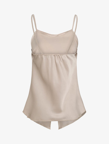 Caraco droit satiné à noeud - Beige - 2