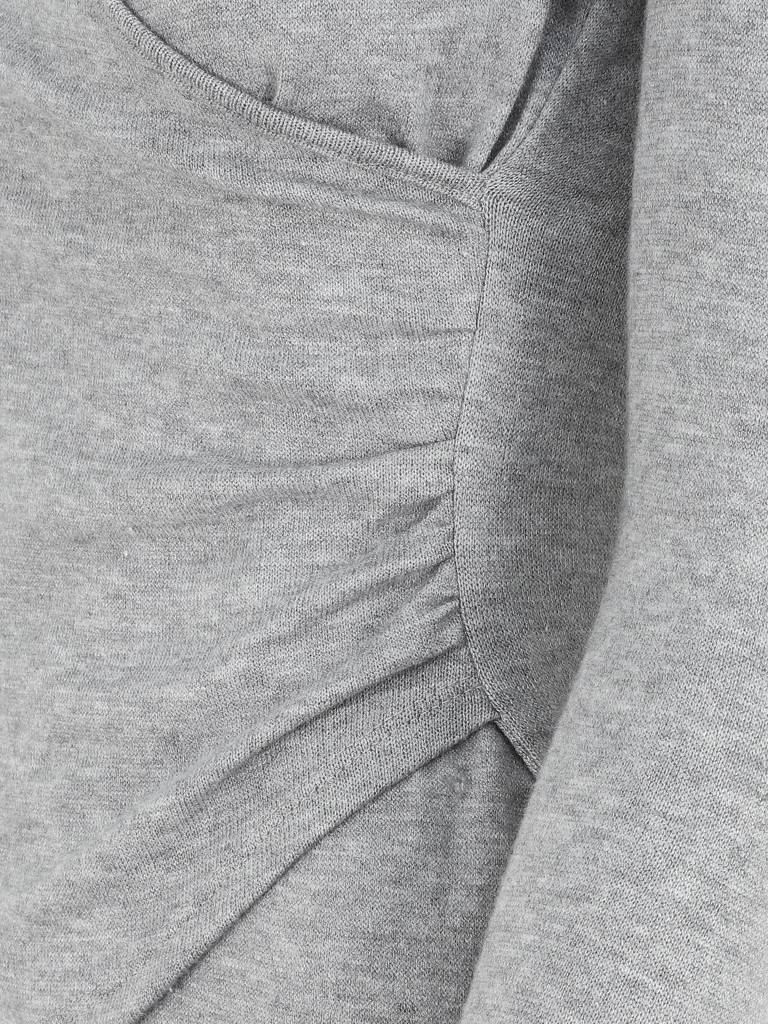Pull fin à encolure cache-coeur et effet drapé - Gris - 3