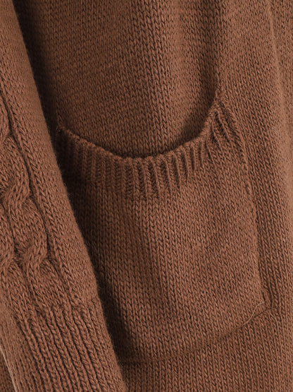 Gilet mi-long à poches plaquées - Marron - 3