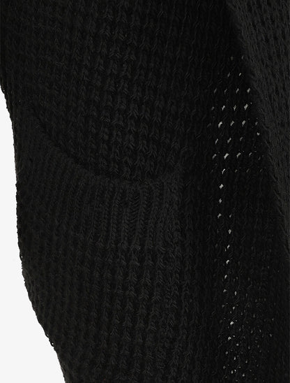 Gilet manches courtes et col châle - Noir - 3