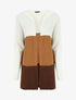 Gilet mi-long rayé à capuche - Camel/gris - 4