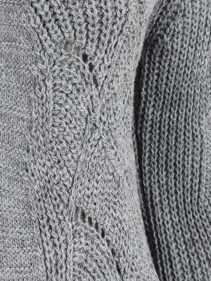 Gilet mi-long classique à bord côtelés - Gris - 3