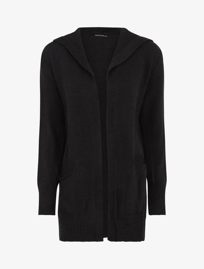 Gilet mi-long à capuche - Noir - 4