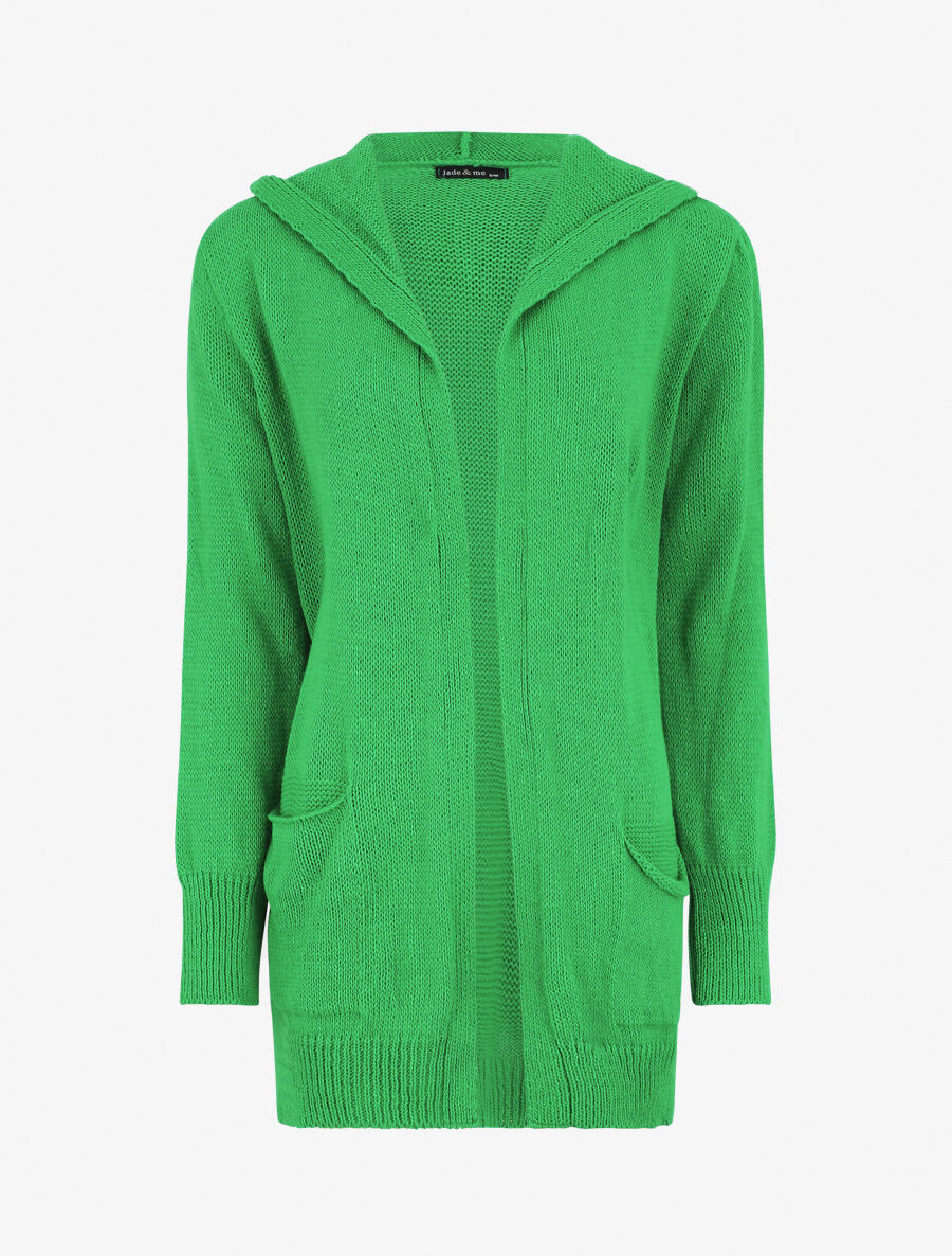 Gilet mi-long à capuche - Vert - 4