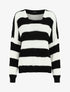 Pull rayé ample - Noir - 1