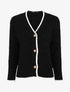Gilet col V en maille stylisée - Noir - 1