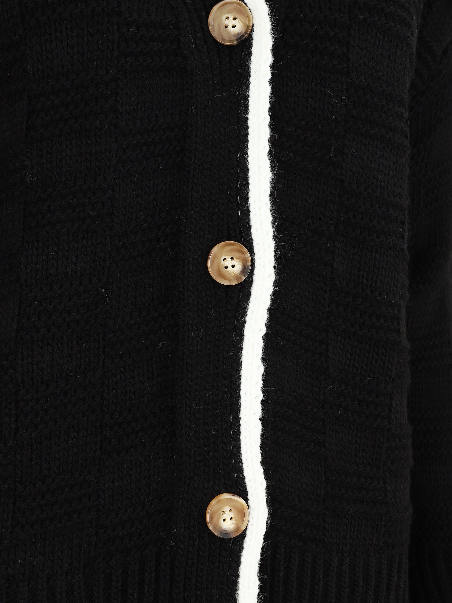 Gilet col V en maille stylisée - Noir - 3