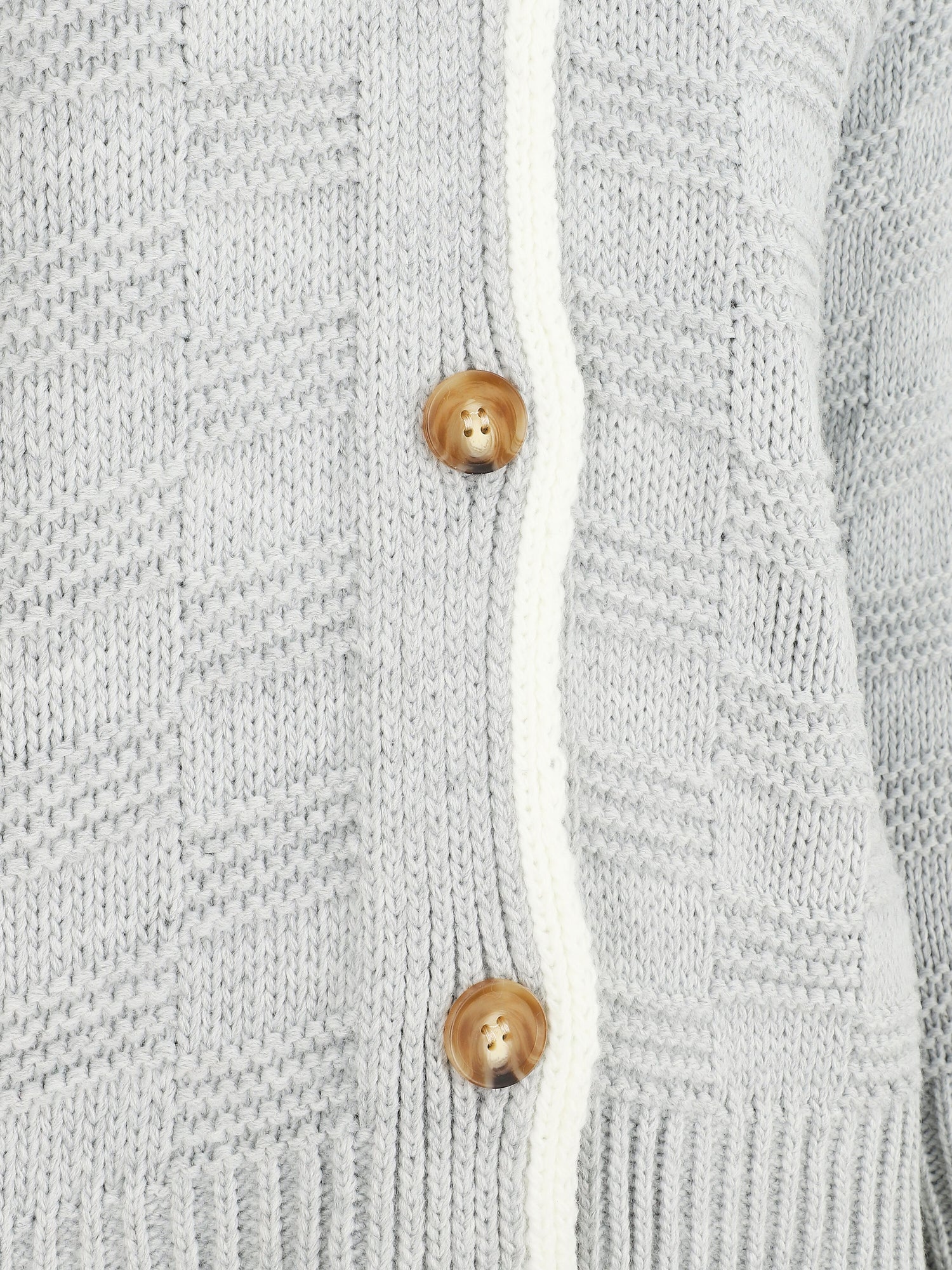 Gilet col V en maille stylisée - Gris clair - 3