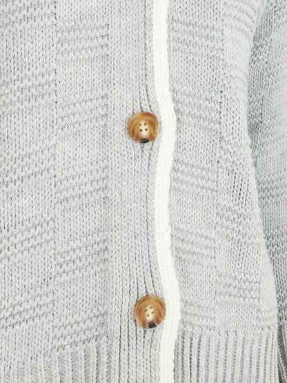 Gilet col V en maille stylisée - Gris clair - 3
