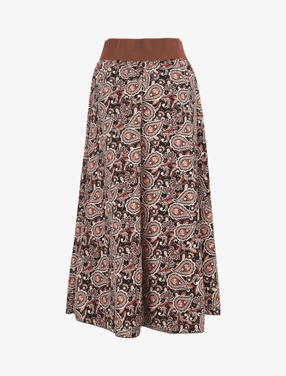 Jupe longue imprimé cachemire à taille haute - Noir - 2