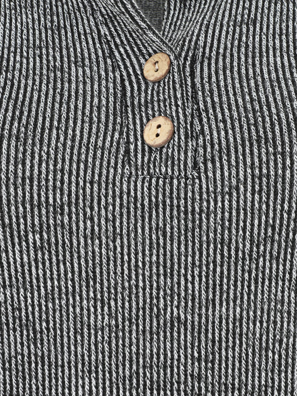 Pull côtelé à boutons - Gris - 3